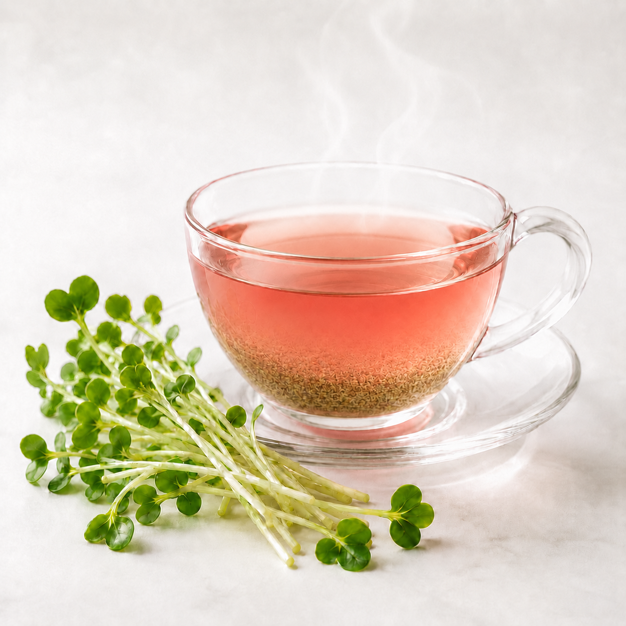 Warm Manmeoksul Tea prepared from precision-grown broccoli powder for active sulforaphane research topics